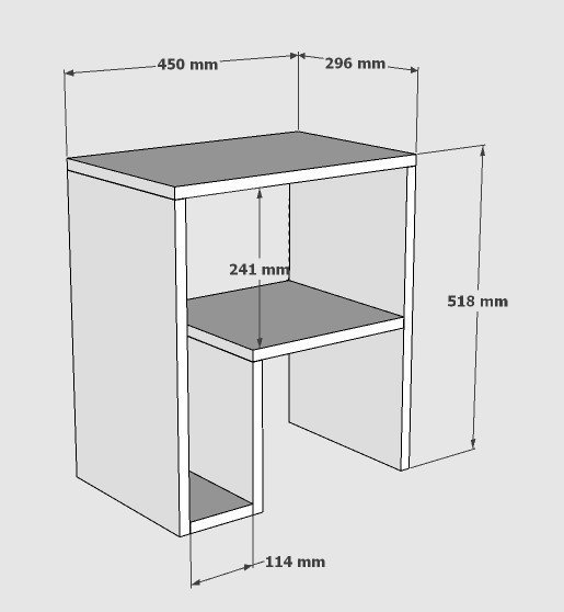 Hanah Home Mesa Auxiliar Yepa Blanca con Estantes, Diseño Moderno Escandinavo, Tablero Melamina 18mm, Blanco